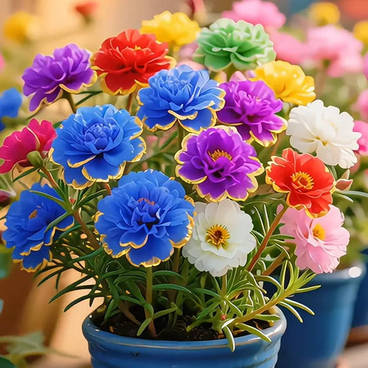 🌸 BUY 1 GET 1 FREE! 🌸Golden Lace Portulaca🌸✨ Brilliant Double Blooms for Effortless Summer Color