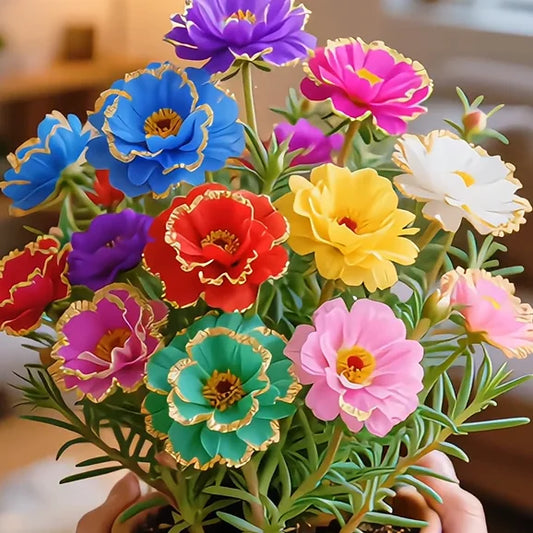 🌸 BUY 1 GET 1 FREE! 🌸Golden Lace Portulaca🌸✨ Brilliant Double Blooms for Effortless Summer Color