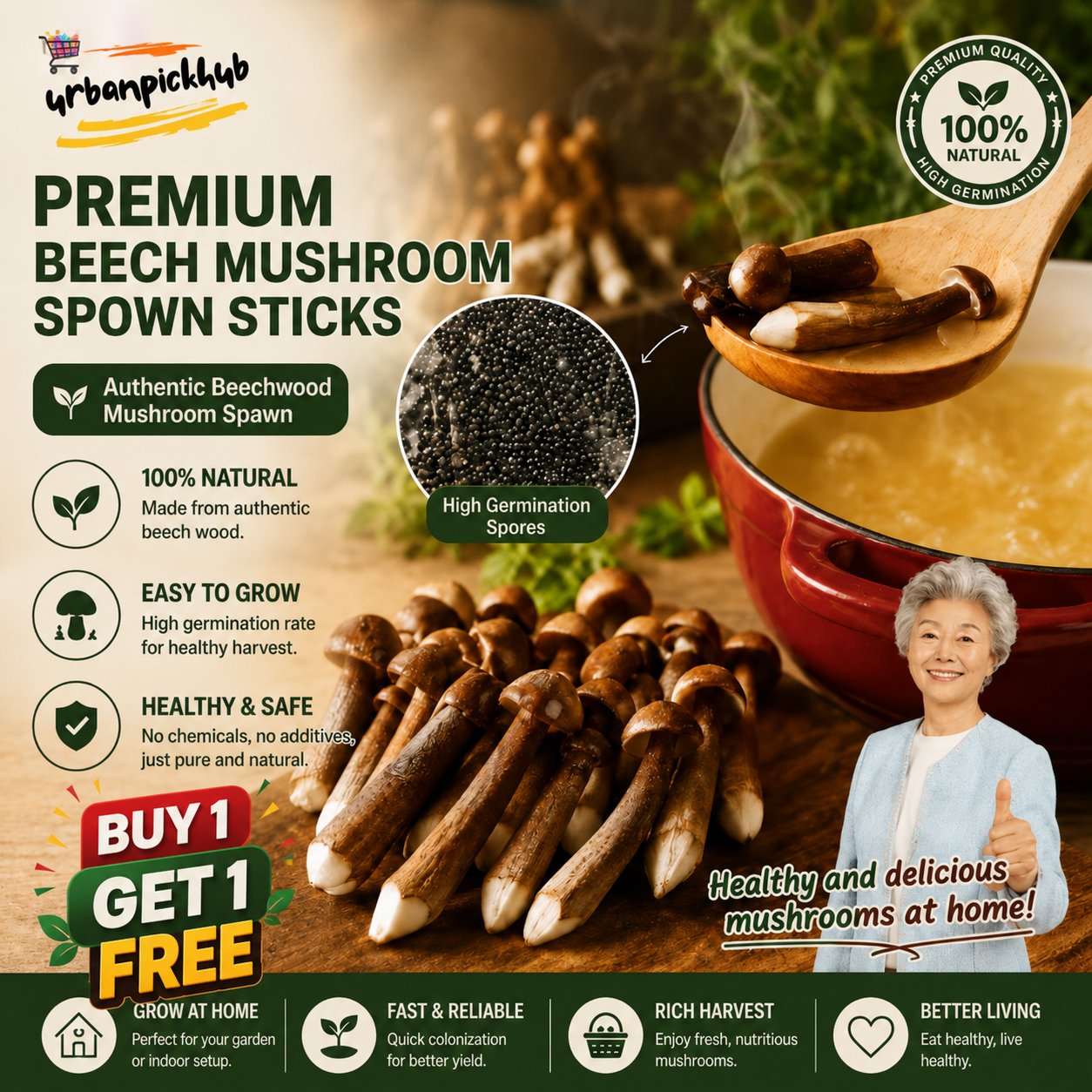 🥳2026 hot sale🥳💞50k+ sold!✨premium organic mushroom harvest grow kit seeds – buy 1 get 1 free special pack