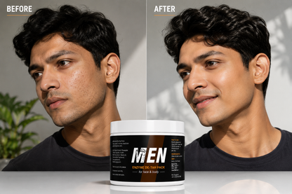 Men Enzyme De-Tan Pack for Face & Body | Professional Tan Removal & Skin Brightening Formula | 50% OFF TODAY
