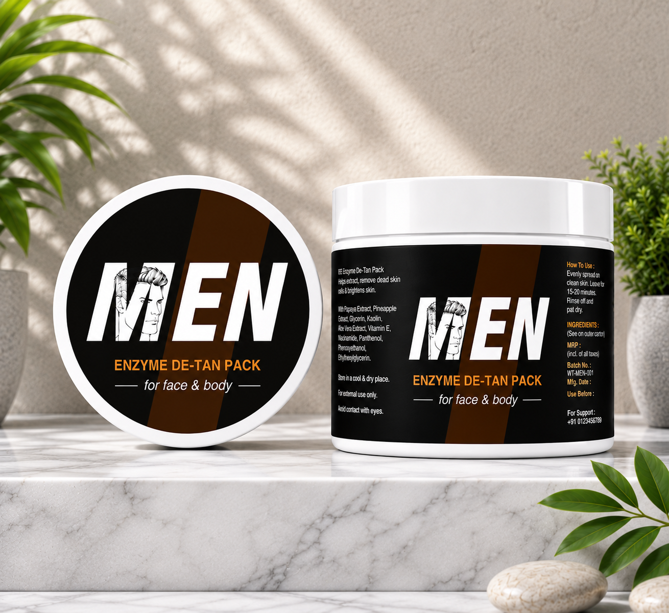men enzyme de-tan pack for face & body | professional tan removal & skin brightening formula | 50% off today