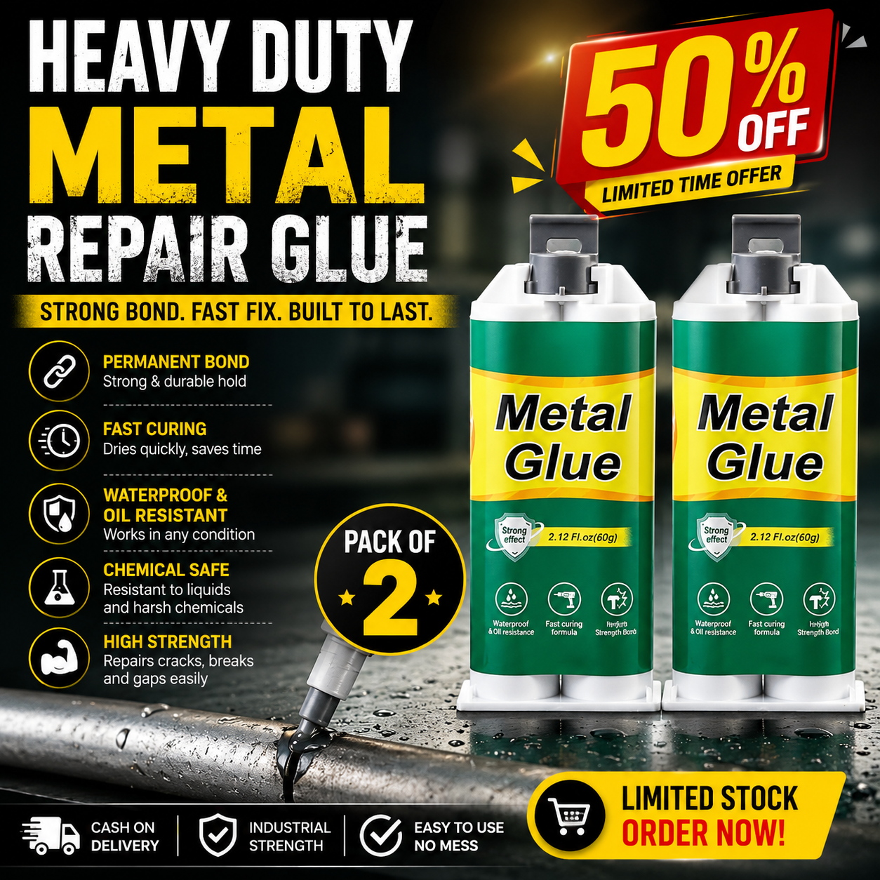 🔥limited time 50% off! + buy 1 get 1 free 🔥🛠️high-strength ab metal repair glue