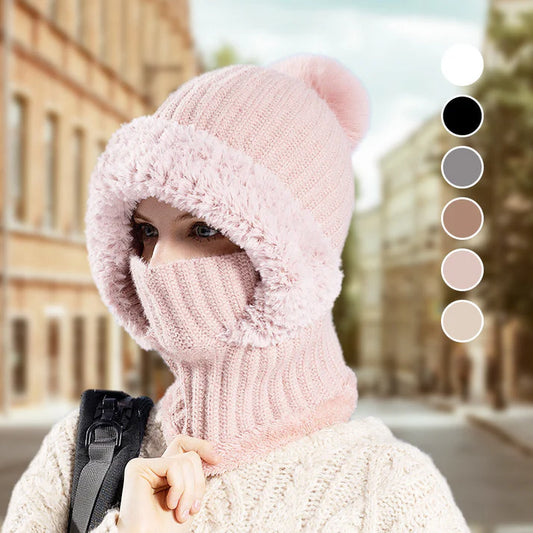 Women's Winter One Piece Knitted Hat Scarf Mask
