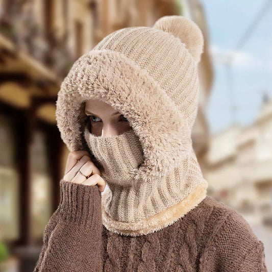 Women's Winter One Piece Knitted Hat Scarf Mask