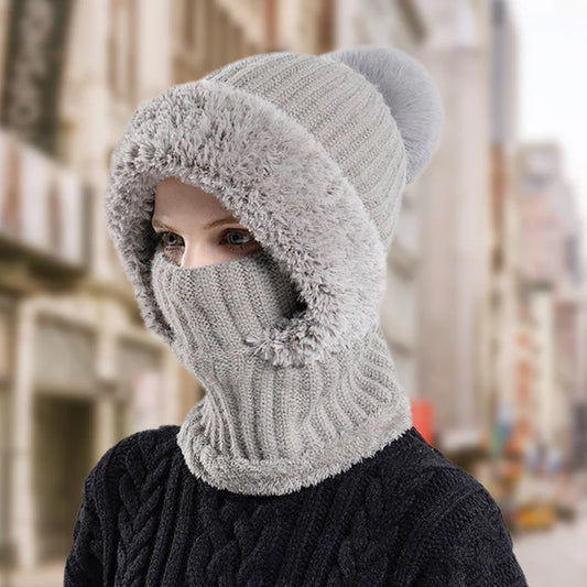 Women's Winter One Piece Knitted Hat Scarf Mask