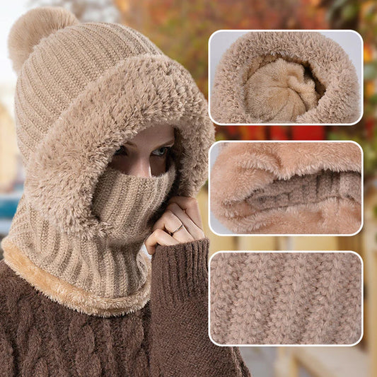 Women's Winter One Piece Knitted Hat Scarf Mask