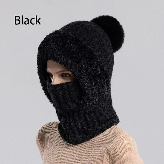 Women's Winter One Piece Knitted Hat Scarf Mask